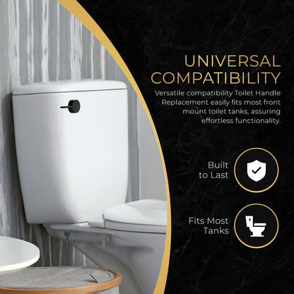 RAVINE Premium Modern Luxury Universal Toilet Handle Replacement, Majestic Collection. Toilet Lever Replacement, Easy Install (Black, Front Mount)
