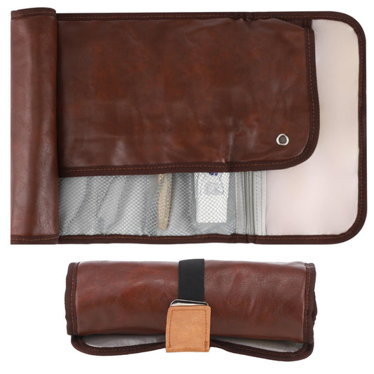 NIMBLOOM Roll Up Toiletry Bag for Men - Waterproof Compact Travel Organizer with 13 Pockets, PU Leather Bathroom Roll for Shaving Kit & Hygiene Essentials, Portable Toiletry Bag