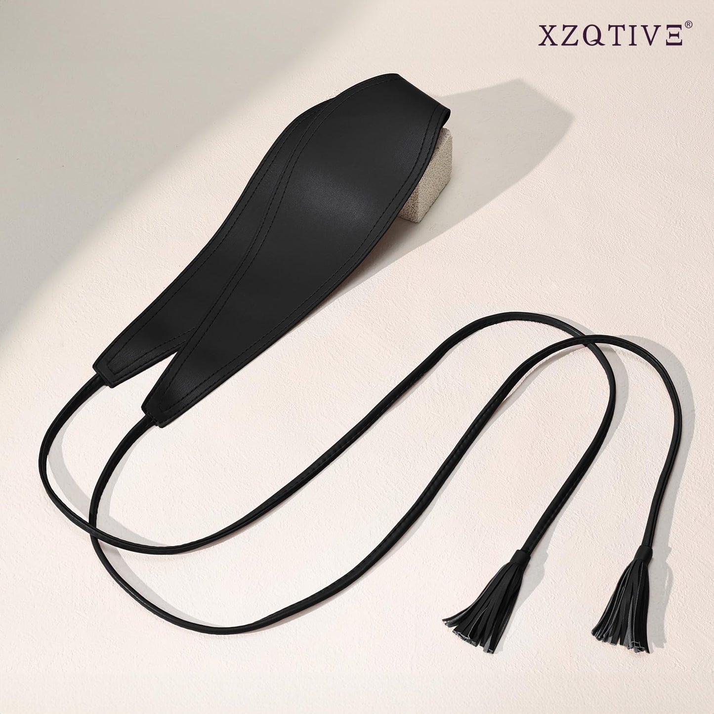 XZQTIVE Women Wide Belt for Dress Fashion Ladies Cinch Obi Belt Waistband with Tassel Tie, Black(M Fits Waist Size 29"-38")