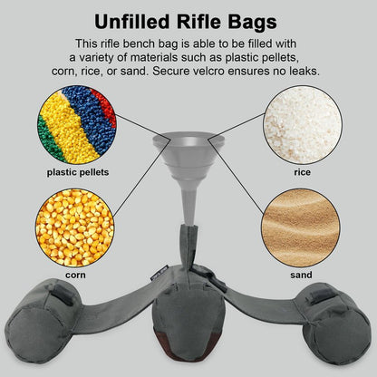 BZTAC Tactical Shooting Rest Bag Durable 600D Oxford Water Resistance with Soft Double Layer Cowhide Leather, Rifle Support Sand Bag Stand Holders for Shooting, Range, Outdoor and Hunting - Unfilled