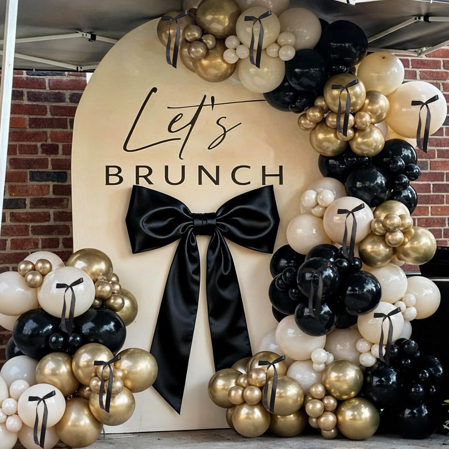 Black and Gold Balloon Arch Garland Kit, Graduation Balloons Black White Sand Beige Cream Champagne Gold Metallic Balloons for Congrats Grad Bridal Baby Shower Anniversary Wedding Birthday Party Decor