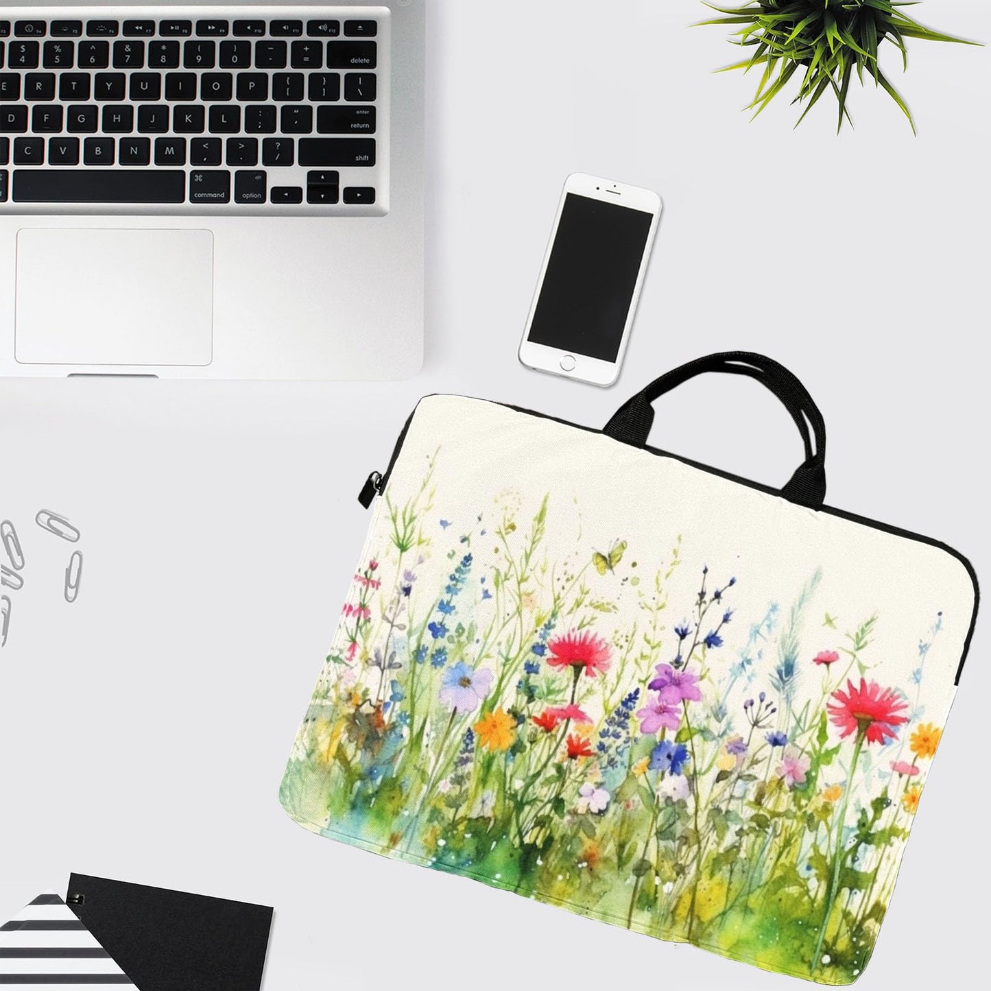 RUUHLJLET 15-Inch Laptop Sleeve – Stylish, Lightweight, Shockproof, Water-Resistant Case for Lenovo, HP, Dell, Asus Notebooks - Plant Flower
