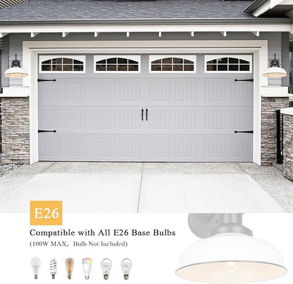 Outdoor Gooseneck Barn Light, Rustic Exterior Wall Mount Light, Farmhouse Vintage Wall Lighting Fixture, Industrial White Lantern for Porch, Garage, RZ007 WH