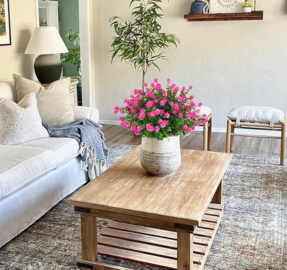 Outdoor Faux Flowers Artificial Plants & Flowers Boxwood Springs Artificial Outdoor Flowers UV Resistant Boxwood Greenery Artificial Uv Resistant Outdoor Plants Artificial Greenery Stems(Pink)