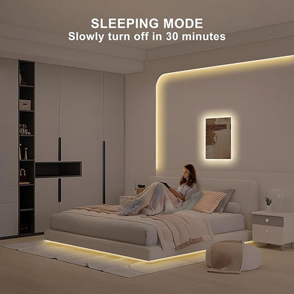 32.8ft Tunable White COB Led Strip Light with RF Remote, CRI93+ Dimmable CCT 2700K-6500K COB Led Tape Lights, Adhesive High Density Led Light Strip for Bedroom, Kitchen, Cabinet