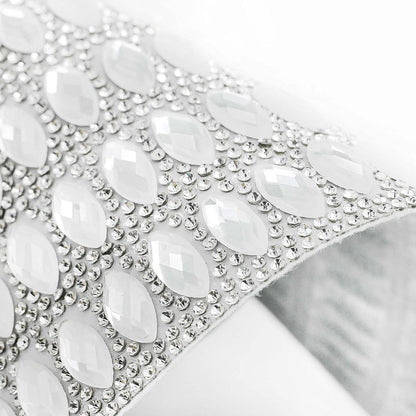 Flower Placemat, Stunning Glass Rhinestones, Protective Felt Back, for Formal Dining Tables Setting, Events, Wedding, Silver, 15", Sold Individually
