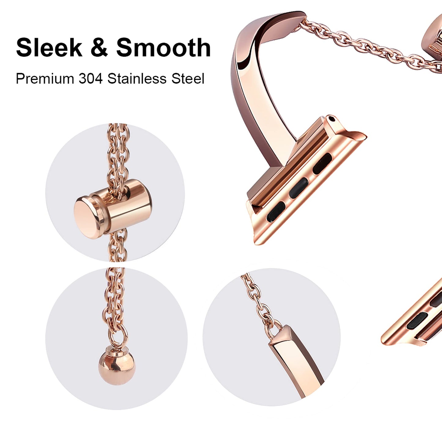 PlusRoc Stainless Steel Band Compatible with Apple Watch Band 38mm 40mm 41mm 42mm(Series 11/10) iWatch SE Series 11 10 9 8 7 6 5 4 3 2 1, Slim Versatile Bangle Bracelet for Women, Copper