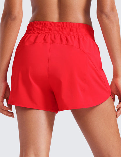 CRZ YOGA Dolphin Athletic Shorts for Women 3" - High Waisted Quick Dry for Running Workout Gym Track with Zip Pocket Deep Red XX-Small