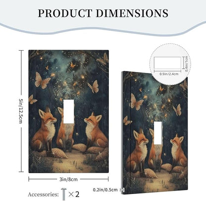 Decorative Art Light Switch Covers Foxes & Forest Single Toggle Wall Plate Decorative Switchcover Electrical Switchplate for Home Decor