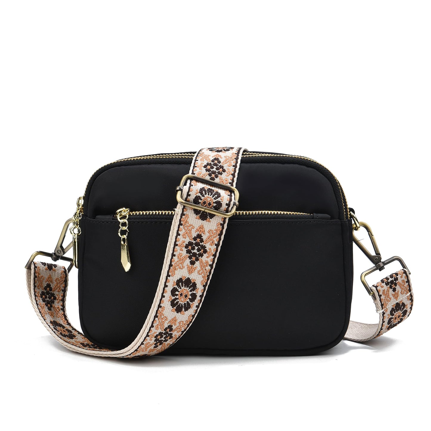 LVYOUME Purse Strap Adjustable Replacement BeltsBrushed Brass Hardware Retro Jacquard Embroidery Wide Bag Straps for Canvas Crossbody Purses Messenger Bags Shoulder Handbags