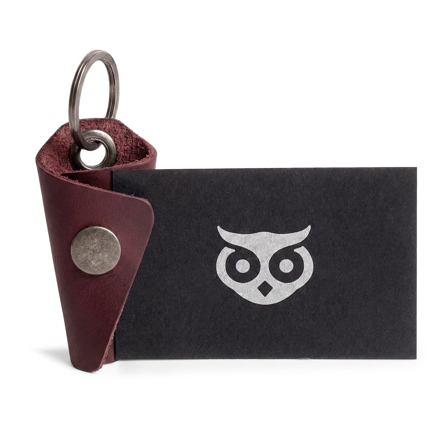 Hide & Drink Full Grain Leather Wrap Keychain, Organizer Snap Closure, Key Ring Cover, Silencer Sleeve Key Holder for Men (Sangria)