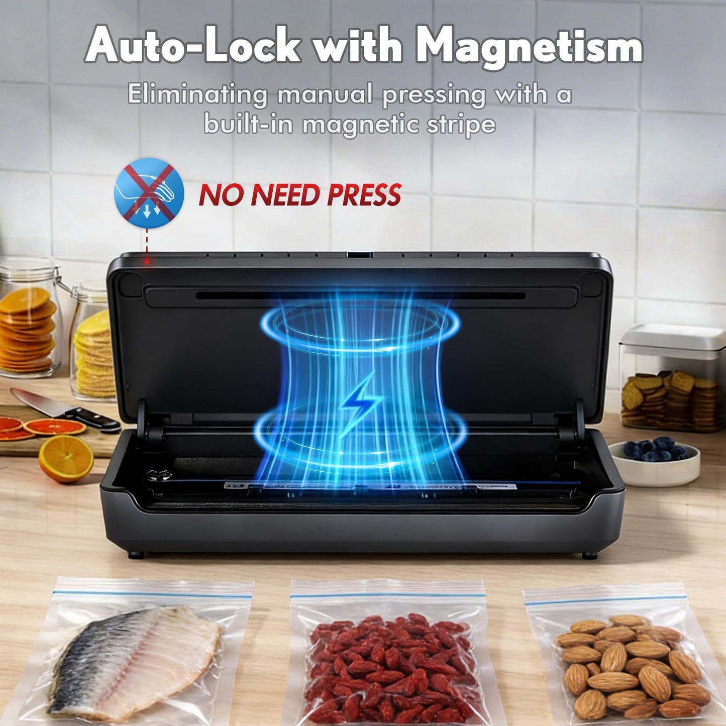 Vacuum Sealer for Food 90Kpa Powerful Vacuum Sealing Machine 7 in 1 Modes with Freshness Storage Bag Powerful Big Size (No pressing needed)