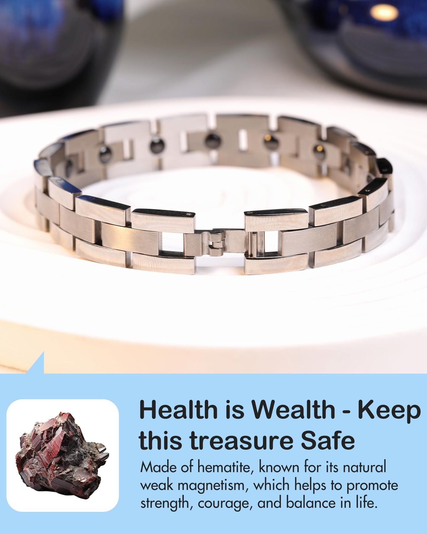 Feraco Magnetic Bracelets for Men Sleek Titanium Stainless Steel Magnetic Therapy Bracelet with Sizing Tool, Jewelry Gifts for Men (Silver)