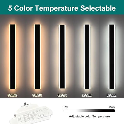 2PCS 40in LED Long Wall Light, Outdoor Wall Light Fixtures,Dimmable Wall Sconce Long LED Linear, Exterior Front Porch Light 3000-6000k,Outdoor Light Fixtures Wall Mount for Courtyard Exterior