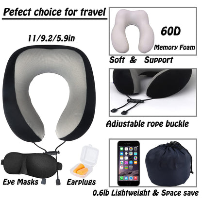Travel Pillow,Travel Neck Pillows for Sleeping,100% Pure Memory Foam Soft Comfort & Support Pillow for Airplane/Car/Office&Home Rest Use-Pink