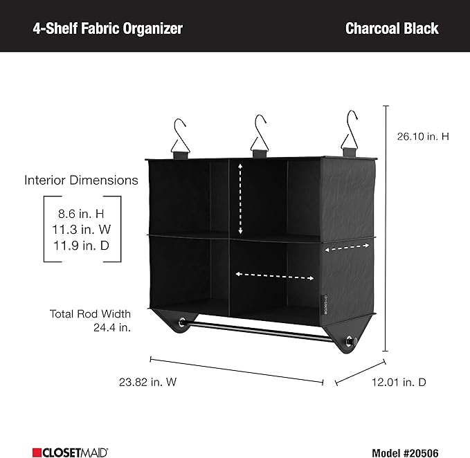 ClosetMaid 4-Shelf Fabric Hanging Closet Organizer