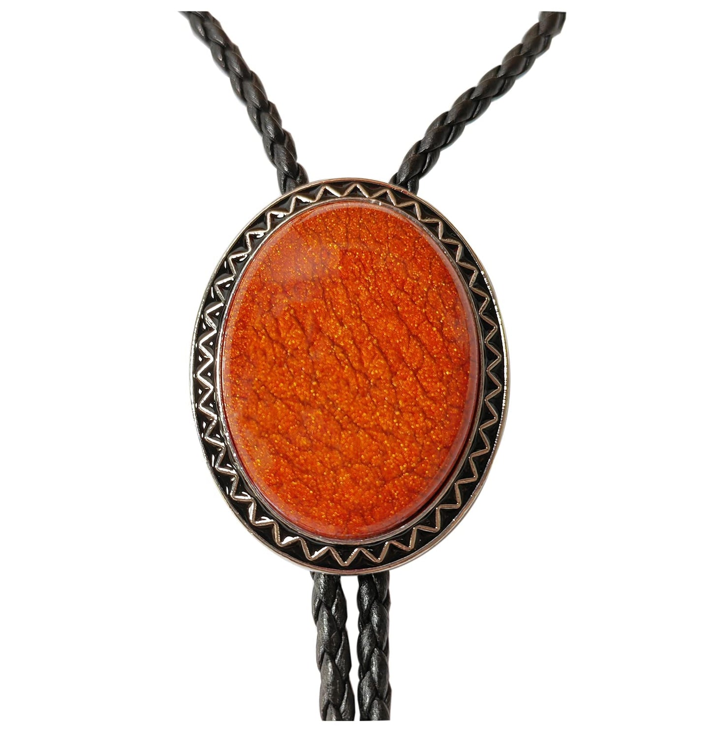 Himongoo Bolo Tie for Men & Women – Orange Coral Stone Western Necklace, Adjustable Cowboy Wedding Jewelry