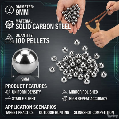 Sukh Slingshot Ammo - Steel Sling Shot Ammo Balls 9mm Ammo Professional Balls for Hunting & Shooting, Target, Competition，Practice (0.9 Pound)