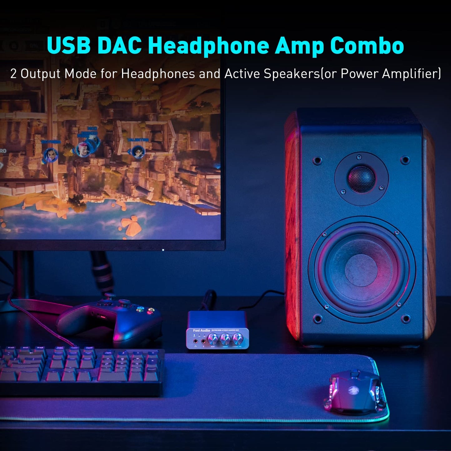 Fosi Audio K5 Pro Gaming DAC Headphone Amplifier Mini Hi-Fi Stereo Digital-to-Analog Audio Converter USB Type C/Optical/Coaxial to RCA/3.5MM AUX for PS5/PC/MAC/Computer
