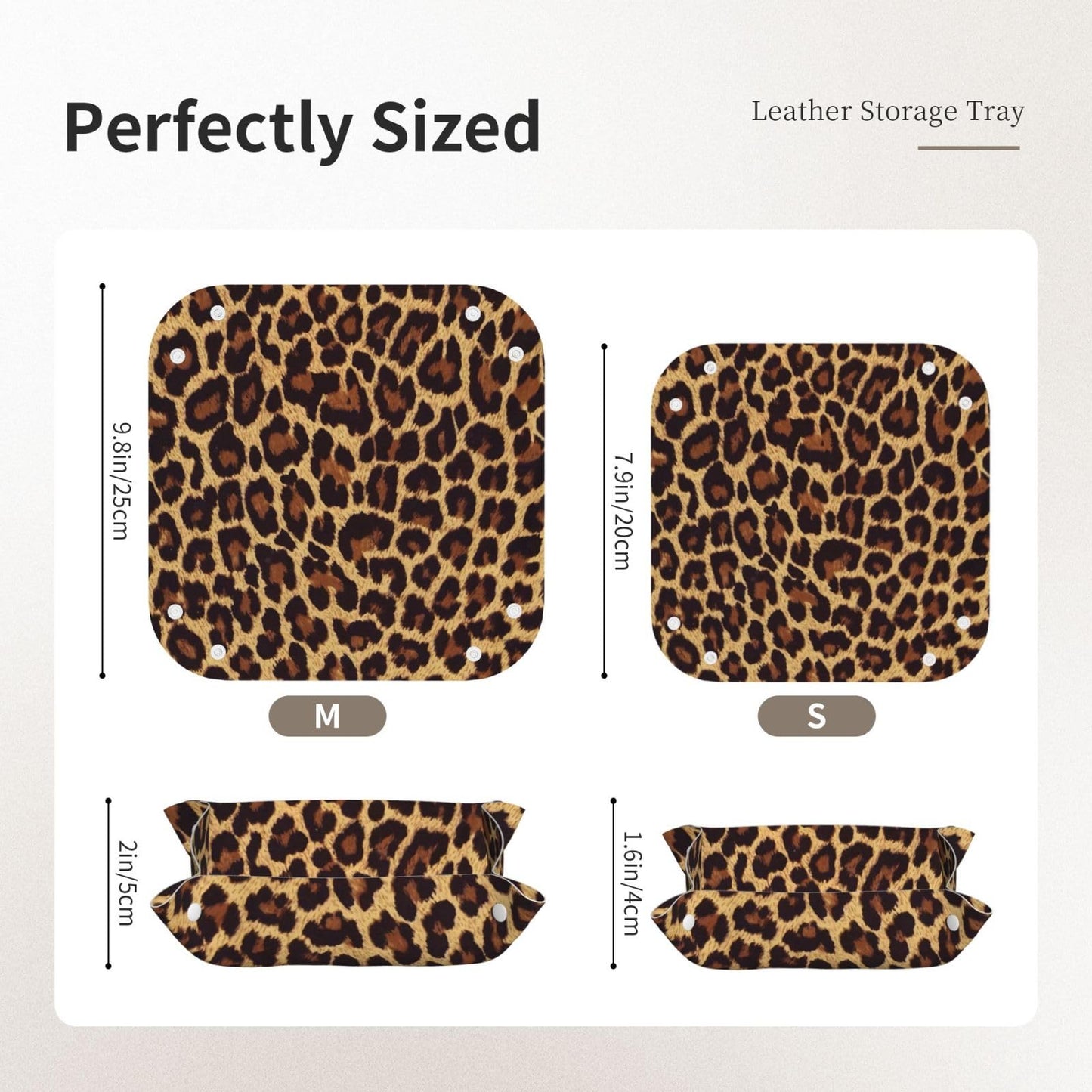 SGFJEWTQ Valet Tray Leather Cool Cheetah Leopard Portable Catchall Tray Desktop Storage Organizer Bedside for Men Women Jewelry Keys Coin Candy Sundries Medium