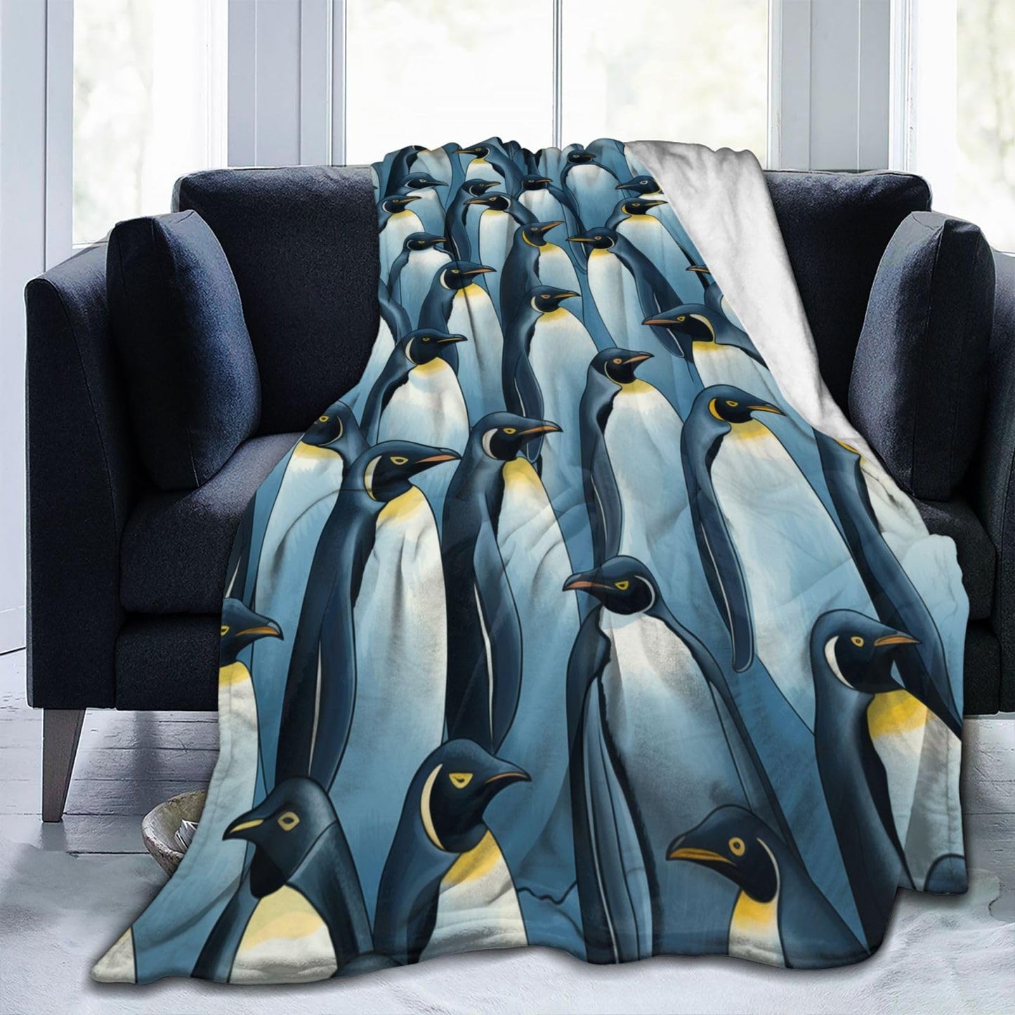 amepay Antarctic Penguins Blanket Gifts for Kids Adults Cartoon Flannel Throw Blankets for Home Couch Bed Sofa Soft Fuzzy Lightweight Decor All Season 60x50 Inches