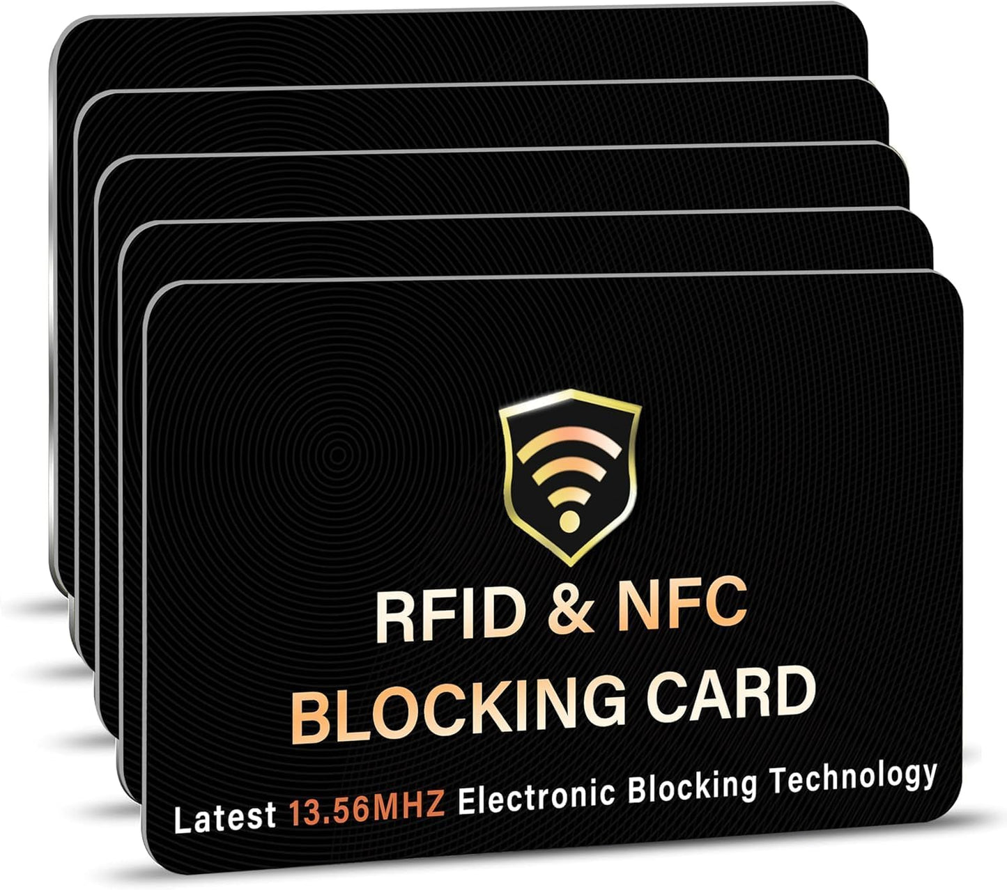 SaiTech IT RFID Blocking Card, One Card Protects Entire Wallet Purse, NFC Contactless Bank Debit Credit Card Protector ID ATM Guard Card Blocker–(Black) (5 Pack)