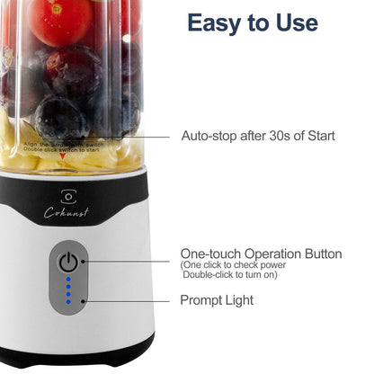 COKUNST 18oz Portable Blender, USB Rechargeable Personal Size Blenders, Smoothie Blender with 6 Blades for Protein & Shakes, Mini juicer with Extra Handle Lid for Travel Sports Outgoing