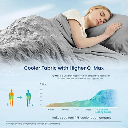 Cozy Bliss Cooling Comforter King Size Seersucker Plaid, Q-Max 0.4 Reversible Lightweight Cooling Blanket, Breathable Silk Smooth Summer Bedding Quilt for Hot Sleepers Night Sweats Dark Grey