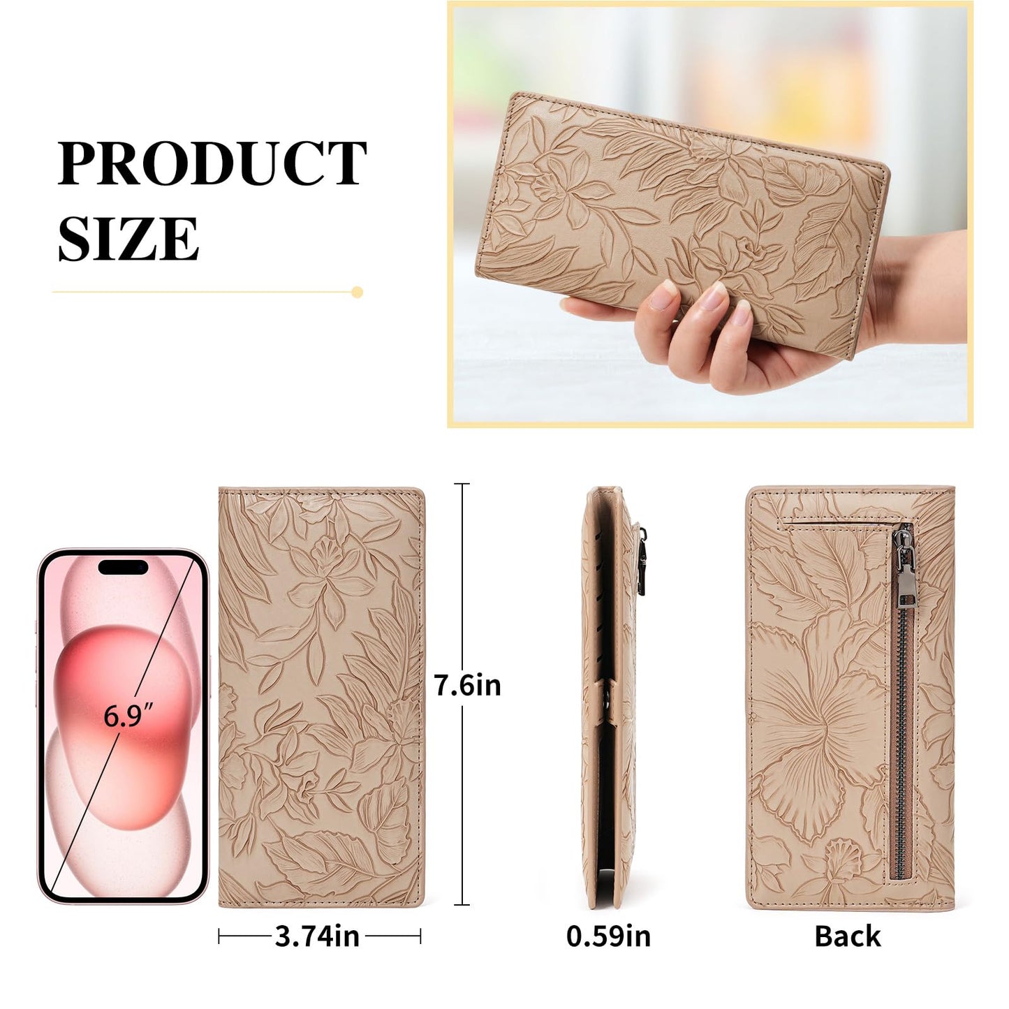 FALAN MULE Ultra Slim Thin Wallet for Women Bifold Leather RFID Blocking Designer Credit Card Holder