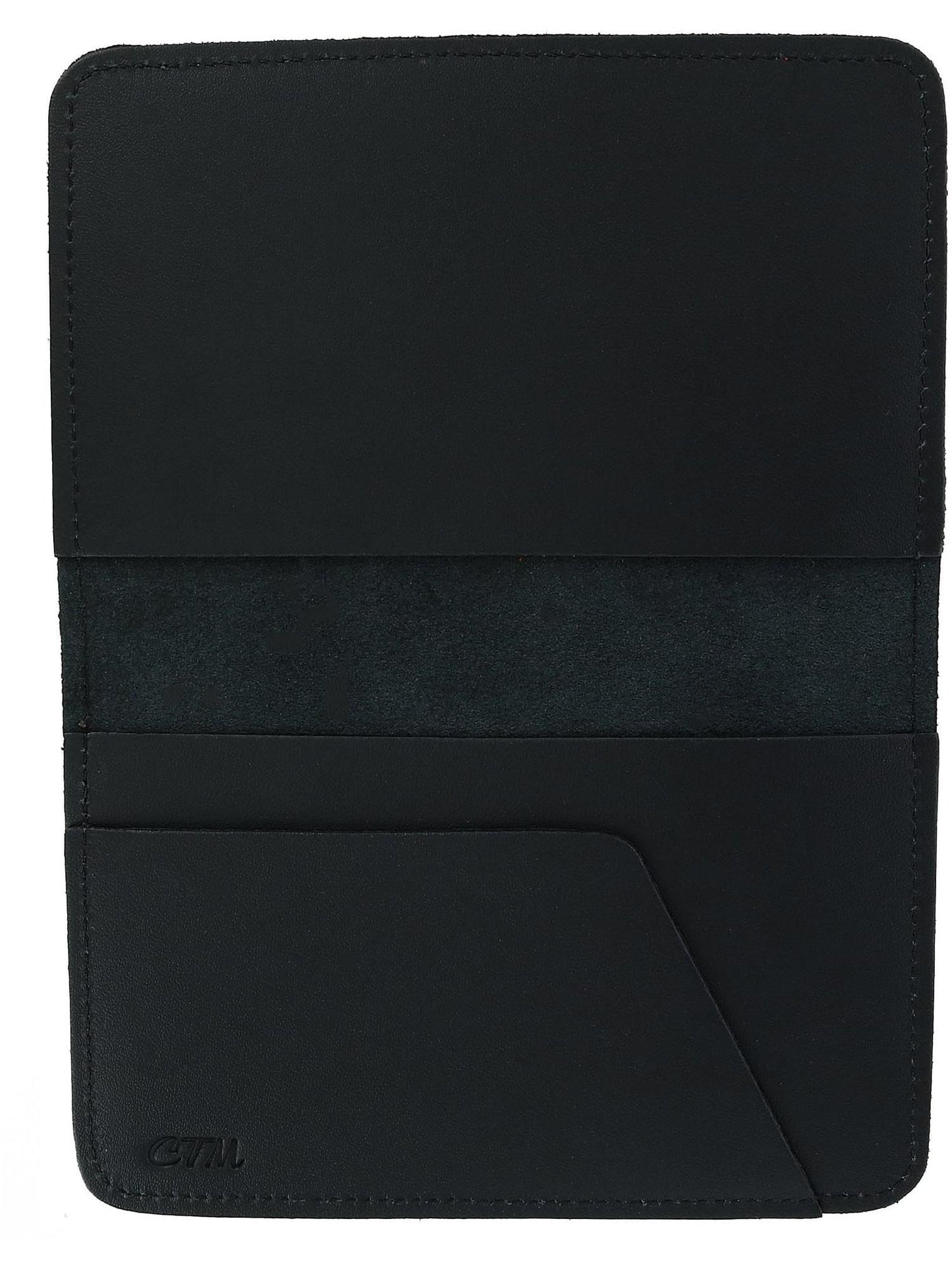 CTM Leather Top Stub Checkbook Cover Wallet, Black