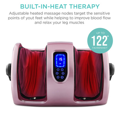 Best Choice Products Heated Shiatsu Foot Massager for Pain Relief, Plantar Fasciitis, Neuropathy, Blood Circulation w/Compact Design - Burgundy