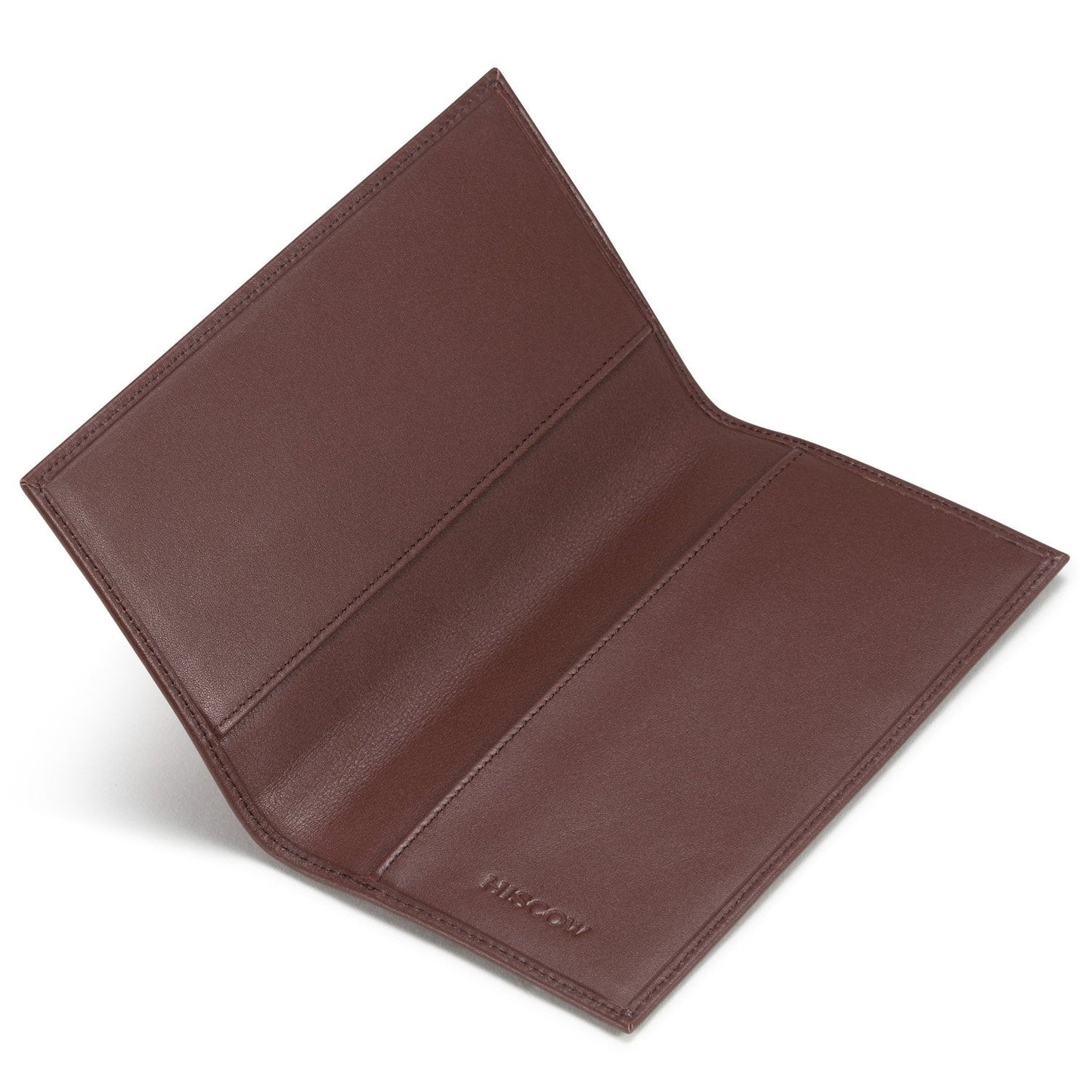 HISCOW Minimalist Leather Checkbook Cover for Men & Women - Italian Calfskin (Brown)