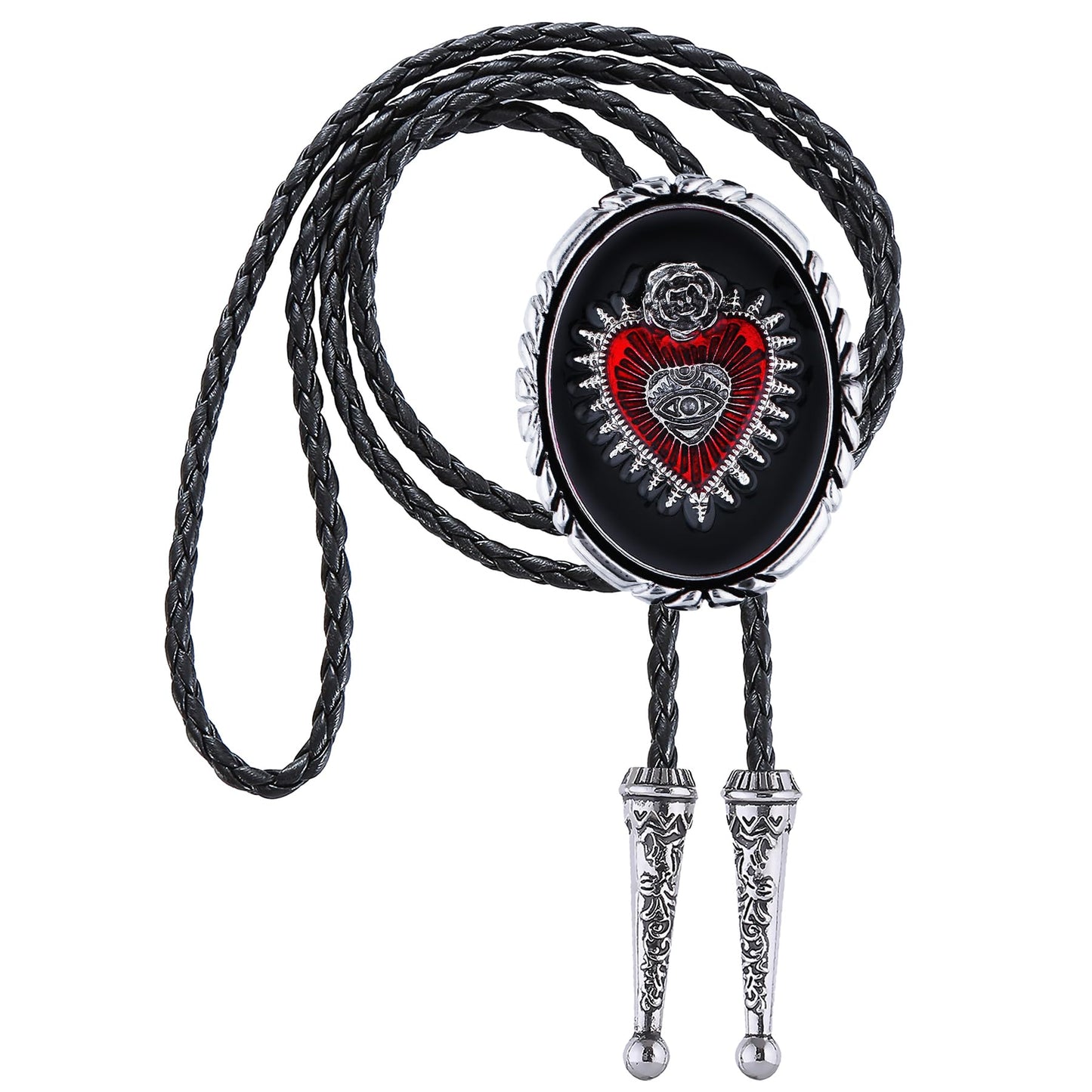 GelConnie Silver Bolo Tie for Men Women Blue Enamel Triangle Bolo Tie Silver Western Necktie Gothic Cowboy Costume