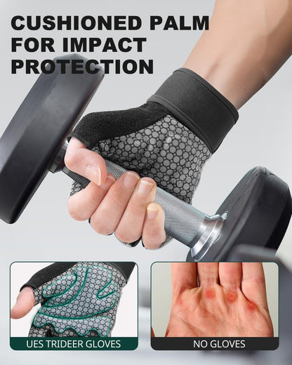 Trideer Weight Lifting Gloves for Women Men with Wrist Support, Workout Gloves Women Full Palm Protection for Gym Training, Fitness, Weightlifting & Pull Ups