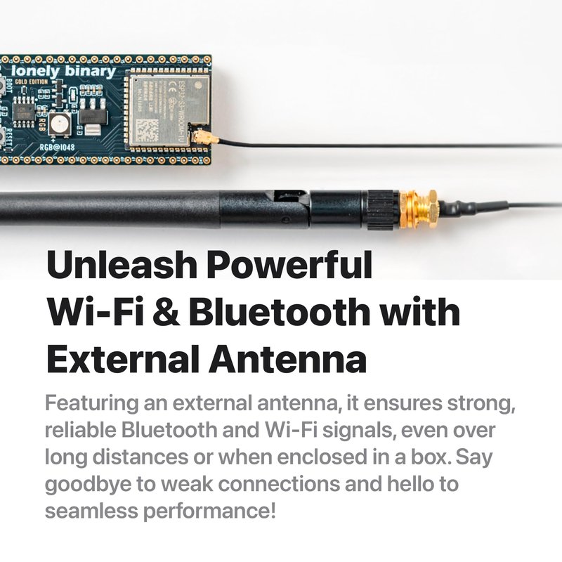 Lonely Binary ESP32-S3 N16R8 Gold Edition 16MB IPEX Antenna for Arduino IDE