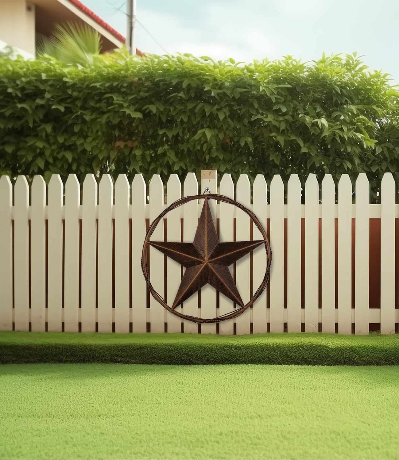 Ontrip 17.5" Metal Barn Star Wall Decor, Rustic Western Lone Star Metal Wall Art, Powder-Coated Iron, Indoor/Outdoor Porch Patio Fence Fireplace Farmhouse Decor, Housewarming Gift