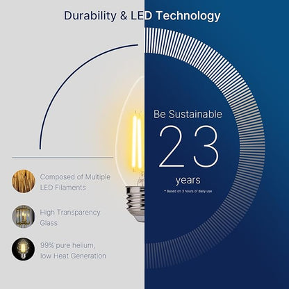 FLSNT B11 E26 Base LED Candelabra Light Bulbs 60W Equivalent, Dimmable, LED Candle Light Bulbs, 2700K Soft White, 12 Pack UL,CA65 Listed.