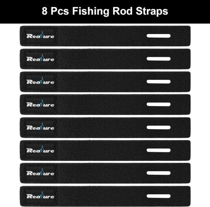 Realure 8 Pcs Fishing Rod Straps Adjustable Neoprene Ties Elastic Fishing Rod Tackle Belt Ties Casting Rod Straps for Fixed Casting Rods & Spinning Rods & Fly Rods Wrap Protectors