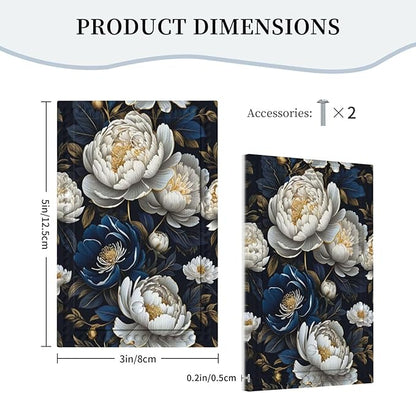 White Gold Blue Flower Light Switch Covers No Device Wall Plate 1 Gang Decorative Blank Switchplate Electrical Faceplate for Country Living Bedroom Decor