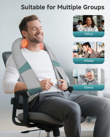 Snailax Cordless Massager - Shiatsu Neck and Shoulder Massager with Heat, Portable, Lumbar, Back Electric Massage Pillow, Christmas Gift