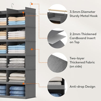 Lifewit Dual-Row Shelf Hanging Closet Organizer and Storage, Clothes Shelves