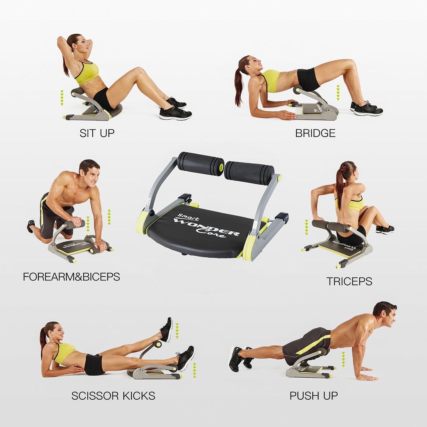 WONDER CORE SMART, Ab Workout Equipment, Sit Up Machine & Exercise Equipment, Ab Crunch Machine for Stomach Workout, Ab Core Trainer Abdominal Machine, Fitness Equipment for Home Gym (Green)