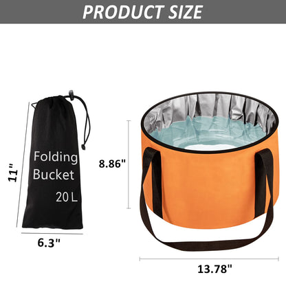 Foot Bath Basin 20L Collapsible Bucket, Portable Foot Soak Tub Feet Soaking Bucket for Outdoor Travel, Camping, Fishing(Black)