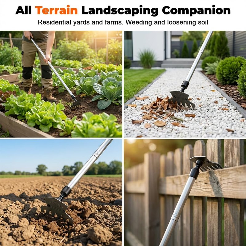Weed Puller Tool with Long Handle, 39 Inch Manual Weeder Remover Tool, Hand Weed Rake and Garden Hoe, Weed Remover Tool, Heavy Duty Uprooting Weeding Pull for Yard, Lawn, Patio and Garden (39 inch)