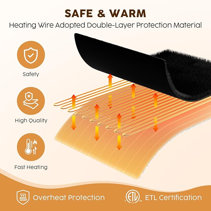 HYLEORY Heated Electric Blanket Full 72"x84" Soft Fleece & Flannel with 5 Heating Levels & 10 Hours Timer Auto Shutt Off, ETL Certified, Washable，Heated Blanket for Body-Black