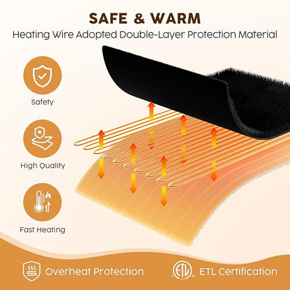 HYLEORY Heated Electric Blanket Twin 62"x84" Soft Fleece & Flannel with 5 Heating Levels & 10 Hours Timer Auto Shutt Off, ETL Certified, Washable，Heated Blanket for Body-Black