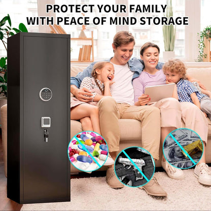 Biometric Gun Safe, Long Gun Safe, Rifle for Rifles and Pistols, Large Gun Cabinet with Fingerprint Lock for Home, No Assembly Required, Holds 14-15 Firearms with Adjustable Racks & Pistol Pockets