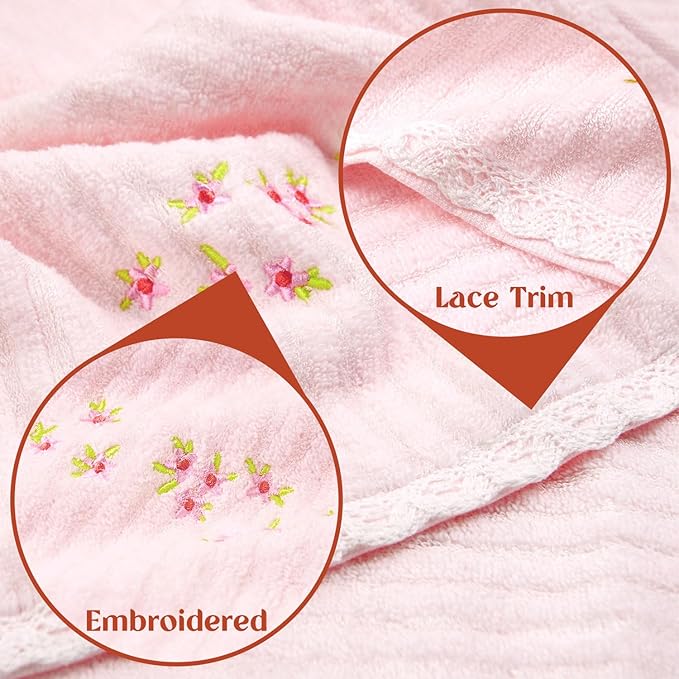 Jacquotha Pink Hand Towels for Bathroom – Soft Cotton, 13x29 Inches,