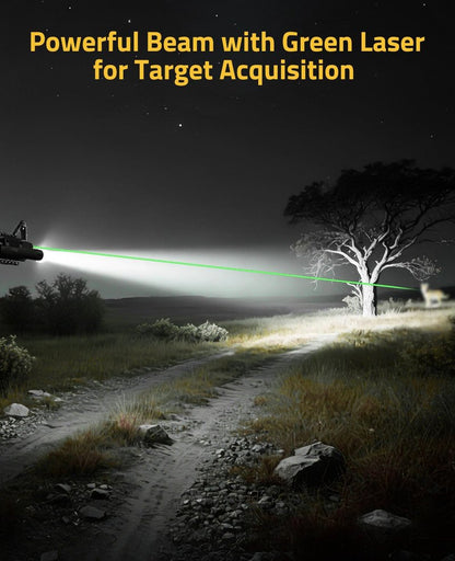 CVLIFE 2600 Lumens Compact Rifle Laser Light Combo with Easy Touch Switch, Ar Light Compatible with M-Rail and Picatinny, Magnetic Rechargeable Ar Flashlight with Green Laser for Home Defense, Hunting