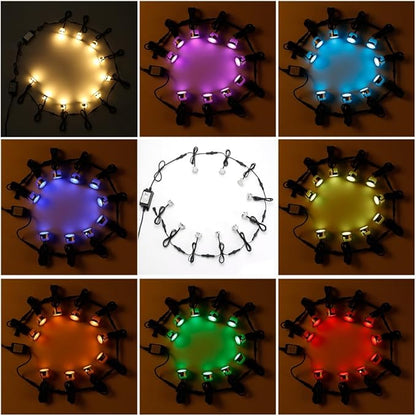 FVTLED Low Voltage Recessed RGBW Deck Light, 50pcs Φ1.22 RGB & Warm White Stainless Steel Waterproof Outdoor Step Lighting In-ground Landscape Pathway Patio Stair Decor Lamp, Black